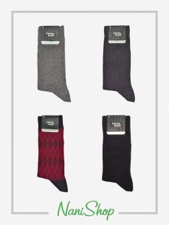 جوراب مردانه ساقدار طرح لوزی تک رنگ ساده برند کالزی لند