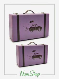 خرید چمدان های چوبی سایز 1 و 2 طرح فولکس عاشق رنگ بنفش
