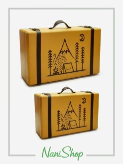 خرید چمدان های چوبی سایز 1 و 2 طرح کمپ رنگ خردلی