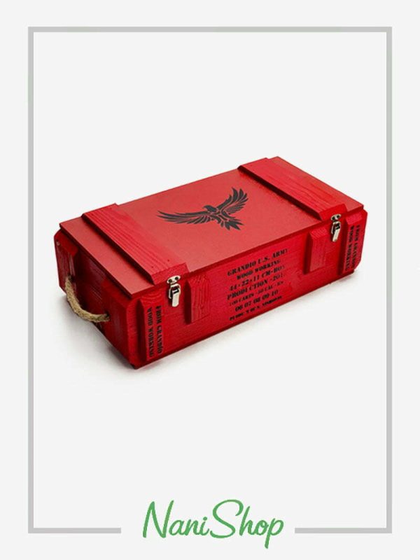 جعبه مهمات سایز بزرگ، قرمز و بنفش طرح عقاب و نارنجک