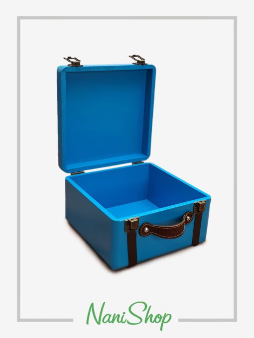 چمدان چوبی سایز 4 آبی فیروزه ای