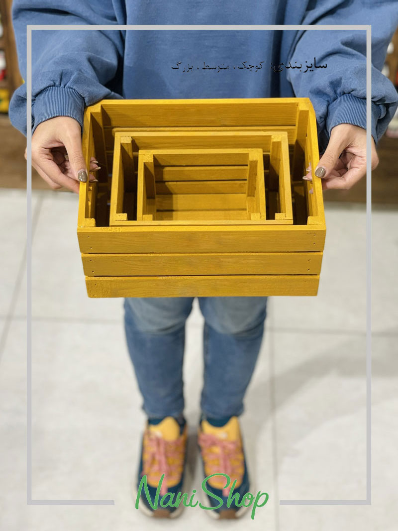 جعبه چوبی ساده بزرگ متوسط کوچک