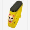 خرید ساعت دیجیتالی بند سیلیکونی مدل گربه زرد