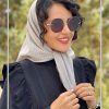 خرید روسری راه راه نخی طوسی برند نانی شاپ