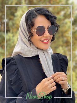 خرید روسری راه راه نخی طوسی برند نانی شاپ