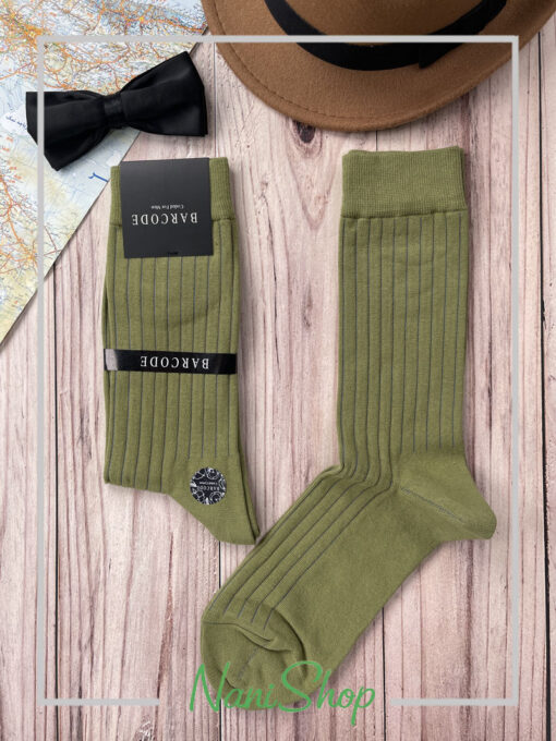 جوراب مردانه ساقدار کبریتی ساده سبز قهوه ای برند بارکد
