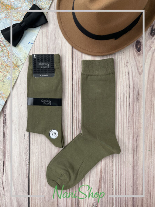 جوراب مردانه ساقدار ساده سبز زرشکی برند کالزی لند