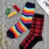 جوراب ساقدار طرح راه راه رنگین کمانی برند پاتوک