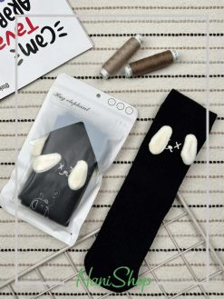 جوراب ساقدار بچگانه بدون کف طرح هاپو برجسته