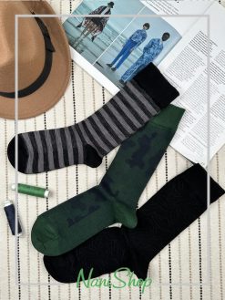 جوراب مردانه ساقدار طرح برگ چریکی برند بارکد