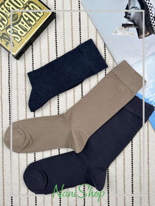 جوراب مردانه ساقدار ساده کرم سرمه ای برند کالزی لند