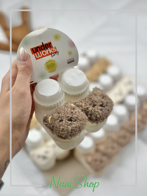 جوراب نوزادی عروسکی طرح خرسی
