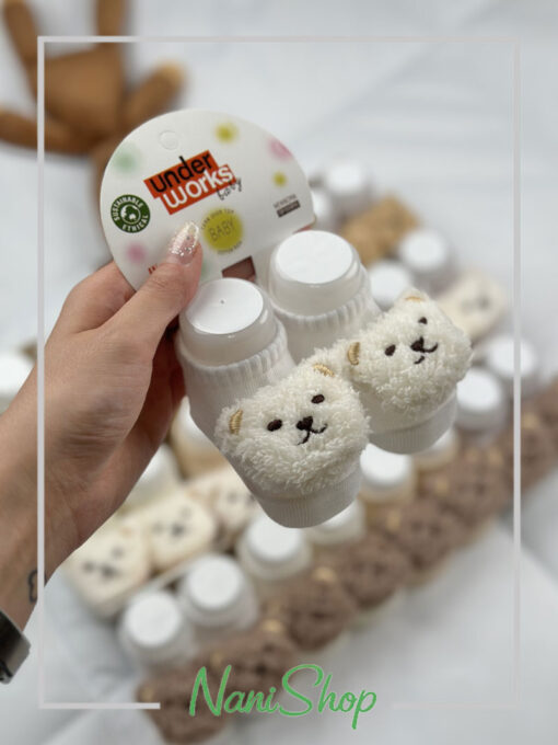 جوراب نوزادی عروسکی طرح خرسی