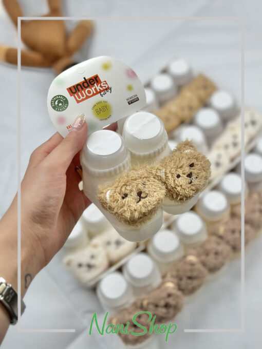 جوراب نوزادی عروسکی طرح خرسی