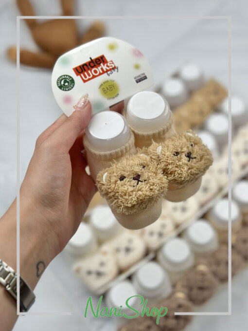 جوراب نوزادی عروسکی طرح خرسی