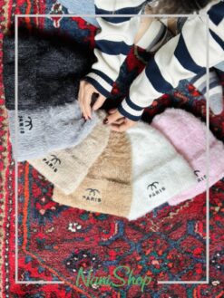 کلاه بافت داخل خز موهری طرح پاریس