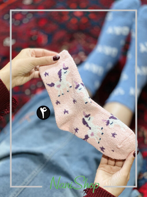 جوراب ساقدار بوکله طرح فلامینگو و یونیکرن رینگی