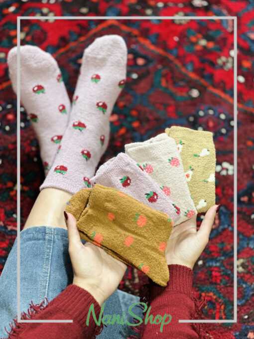 جوراب ساقدار بوکله طرح میوه ای ریز