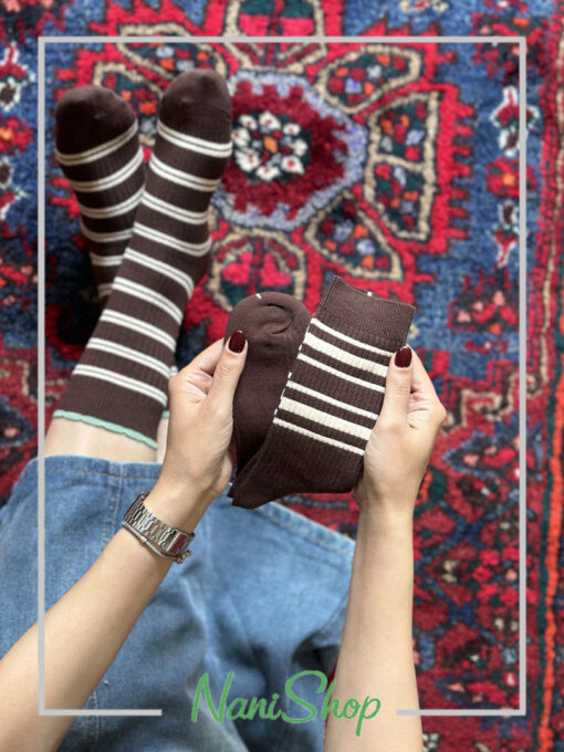 جوراب ساقدار کبریتی طرح گلدوزی آلبالو رینگی