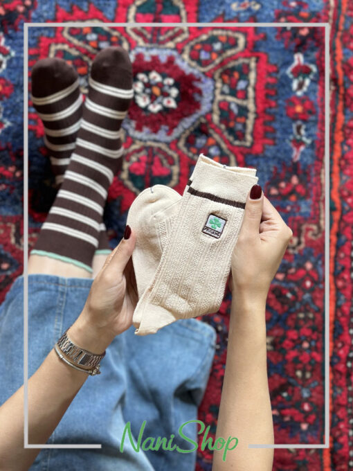 جوراب ساقدار کبریتی طرح گلدوزی آلبالو رینگی