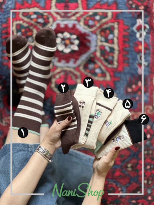 جوراب ساقدار کبریتی طرح گلدوزی آلبالو رینگی