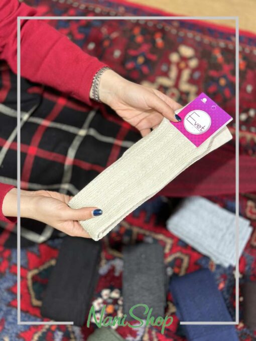 جوراب زیر زانو بافت طرح گندمی