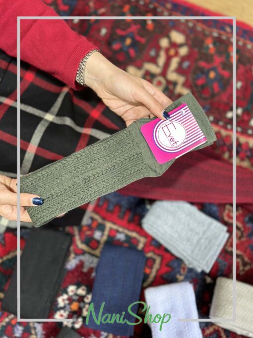 جوراب زیر زانو بافت طرح گندمی