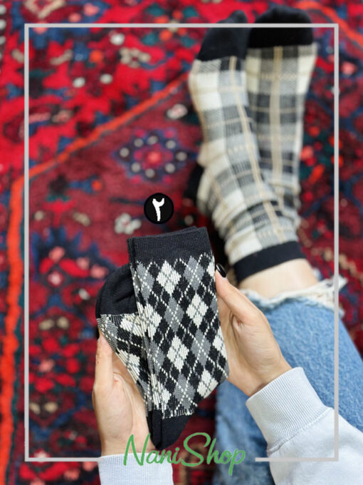 جوراب ساقدار بافت کبریتی طرح شنل و اسکاچی