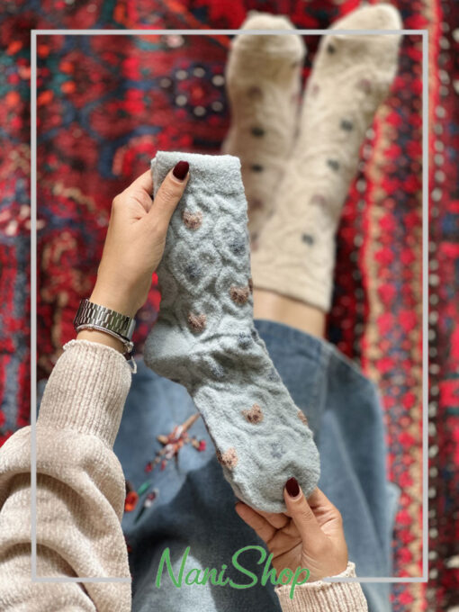 جوراب ساقدار موهری طرح خرس گل گلی کوکوهانا