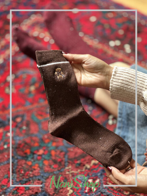 جوراب ساقدار کبریتی شاین دار طرح خرسی