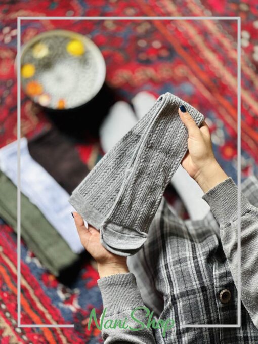 جوراب بالا زانو بافت طرح گندمی