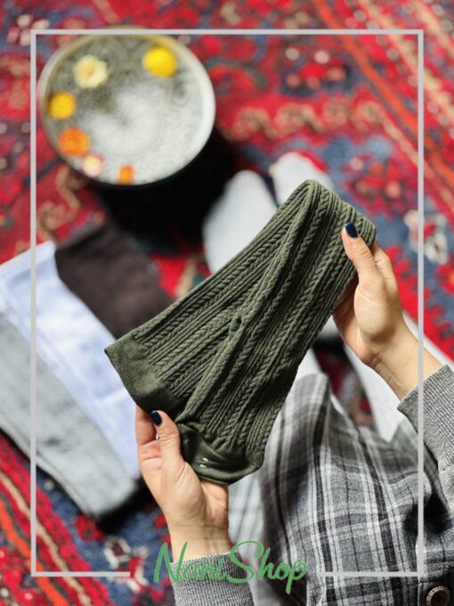 جوراب بالا زانو بافت طرح گندمی