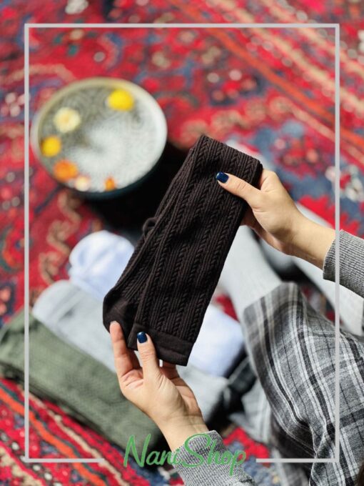 جوراب بالا زانو بافت طرح گندمی