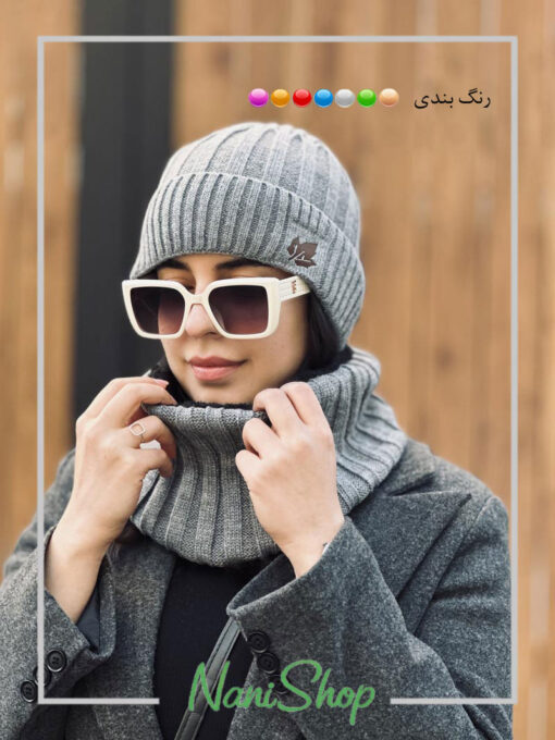 ست شال و کلاه رینگی بافت داخل خز