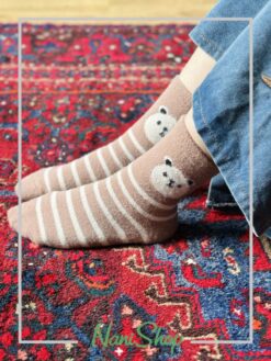 جوراب ساقدار موهری طرح خرس و لاله برند کوکوهانا
