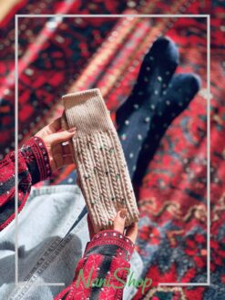 جوراب زیر زانو طرح گندمی گل گلی