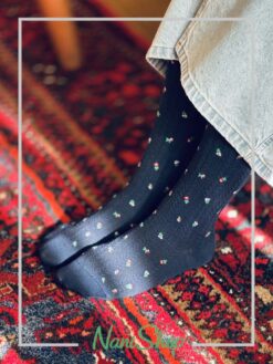 جوراب زیر زانو طرح گندمی گل گلی