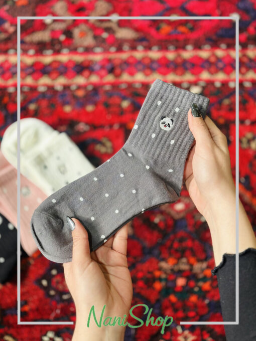 جوراب نیم ساق طرح پاندا خال خالی
