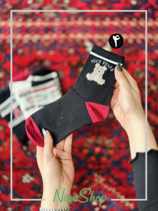 جوراب نیم ساق طرح تدی برجسته