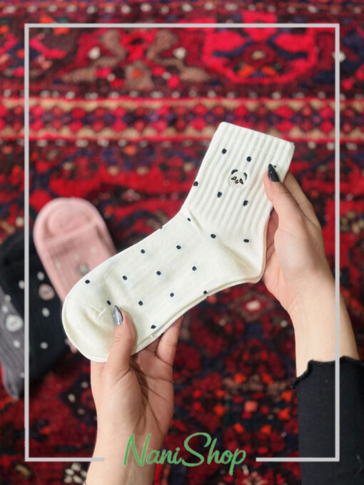 جوراب نیم ساق طرح پاندا خال خالی
