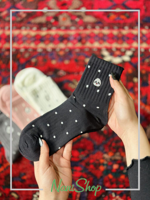 جوراب نیم ساق طرح پاندا خال خالی