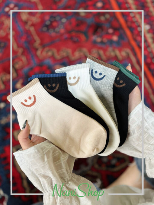 جوراب مچی لبه کبریتی طرح اسمایل