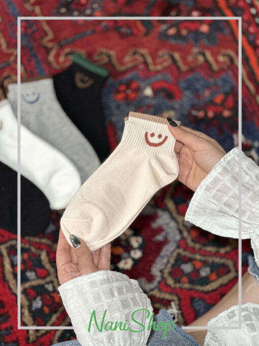 جوراب مچی لبه کبریتی طرح اسمایل