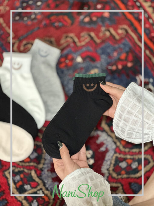 جوراب مچی لبه کبریتی طرح اسمایل
