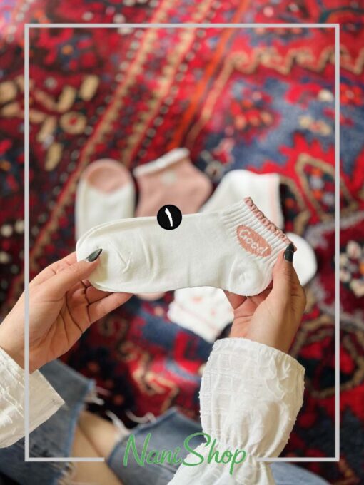 جوراب مچی لبه چین طرح بهاری