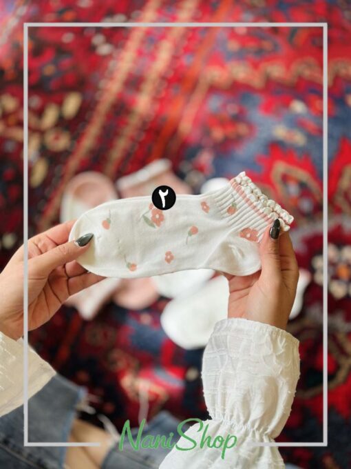 جوراب مچی لبه چین طرح بهاری