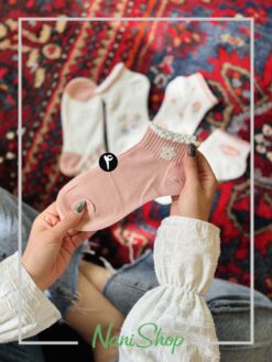 جوراب مچی لبه چین طرح بهاری