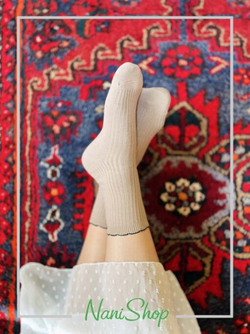 جوراب نیم ساق لبه دالبری کبریتی