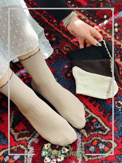 جوراب نیم ساق لبه دالبری کبریتی
