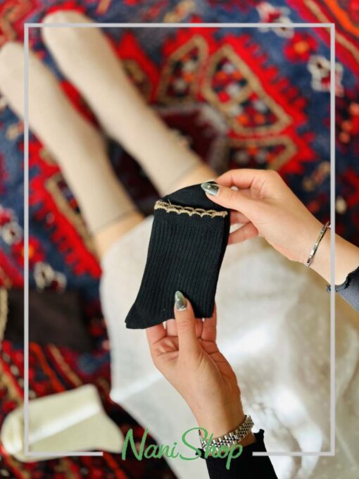 جوراب نیم ساق لبه دالبری کبریتی
